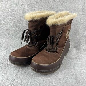 Sorel Tivoli III 3 Boots Womens Size 10 Brown Faux Fur Waterproof Winter Shoes